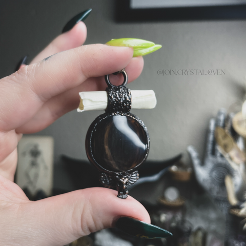 The Sight Unseen Obsidian Ritual Scroll Talisman