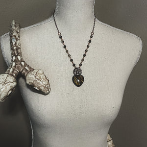 The Tiger Iron and Smoky Quartz Pentacle Heart Talisman