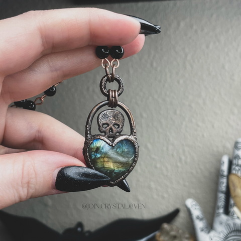 The Labradorite and Black Tourmaline Protected Heart Talisman