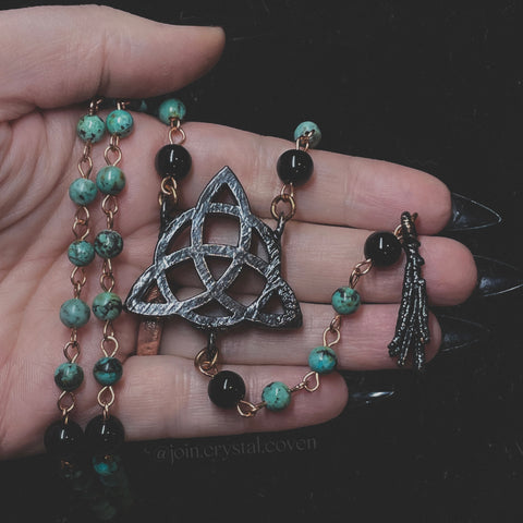 The Turquoise Triquetra Witch’s Rosary Talisman