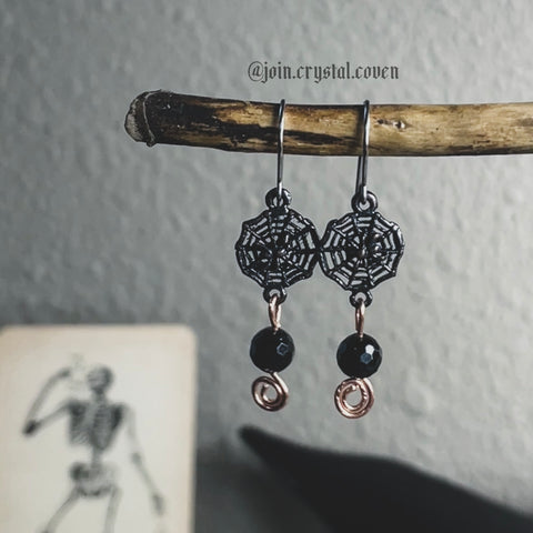 The Black Tourmaline Spider Earrings