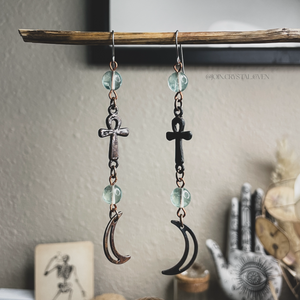 The Fluorite Ankh Earrings