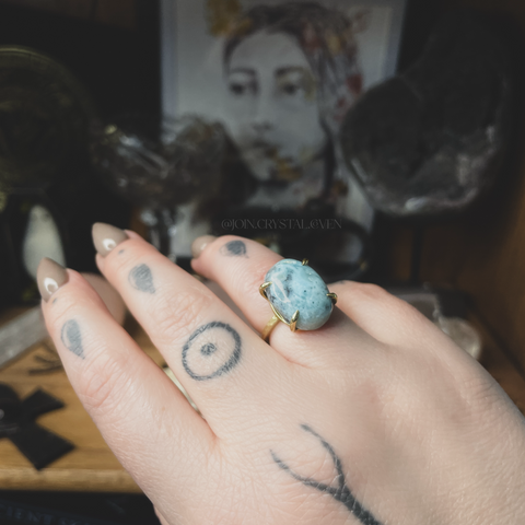 The Larimar Ring in Brass - Size 6.5