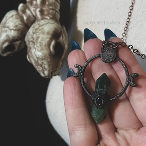 The Obsidian and Moss Agate Triple Moon Talisman