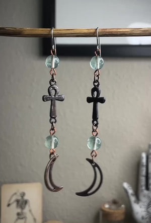 The Fluorite Ankh Earrings