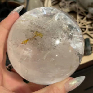 Clear Quartz Crystal Ball of Divine Rainbows and Inclusions