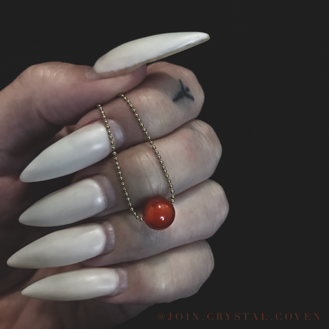 Carnelian Crystal Ball Necklace